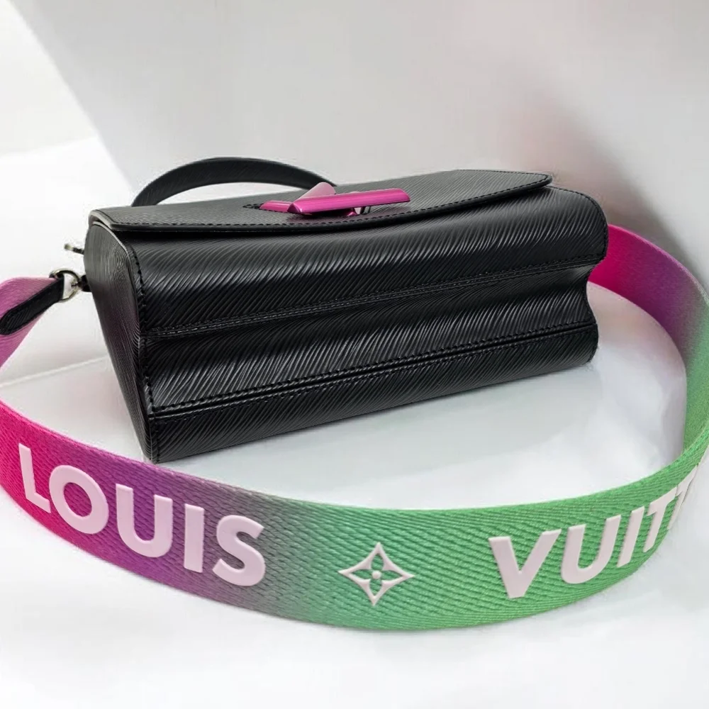 Louis Vuitton Twist MM Epi Limited Edition Black Shoulder Bag Pink Green Strap